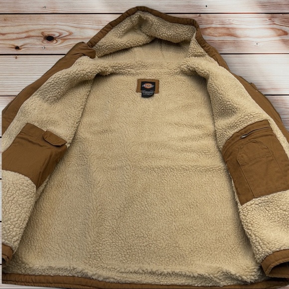 DICKIES Men’s 2XL Brown / Tan Sanded Duck Sherpa Lined Jacket - Picture 5 of 7